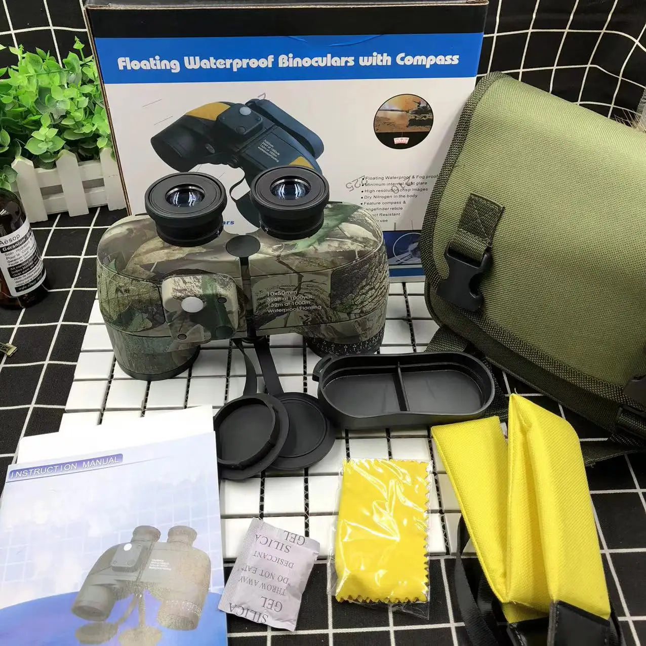 Camouflage Waterproof Binoculars 10X50 High Definition Bird-watching Telescope with Rangefinder and Compass