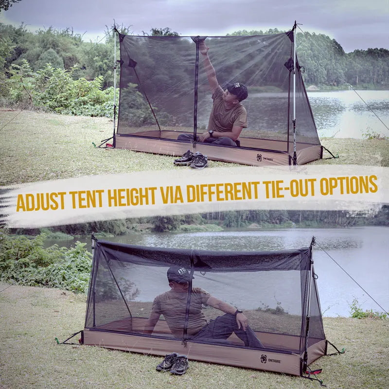 OneTigris Outdoor Mesh Inner Tent 1 person Camping Shelter With Waterproofed Tent Bathtub Floor For Hiking Survivalists Hunting