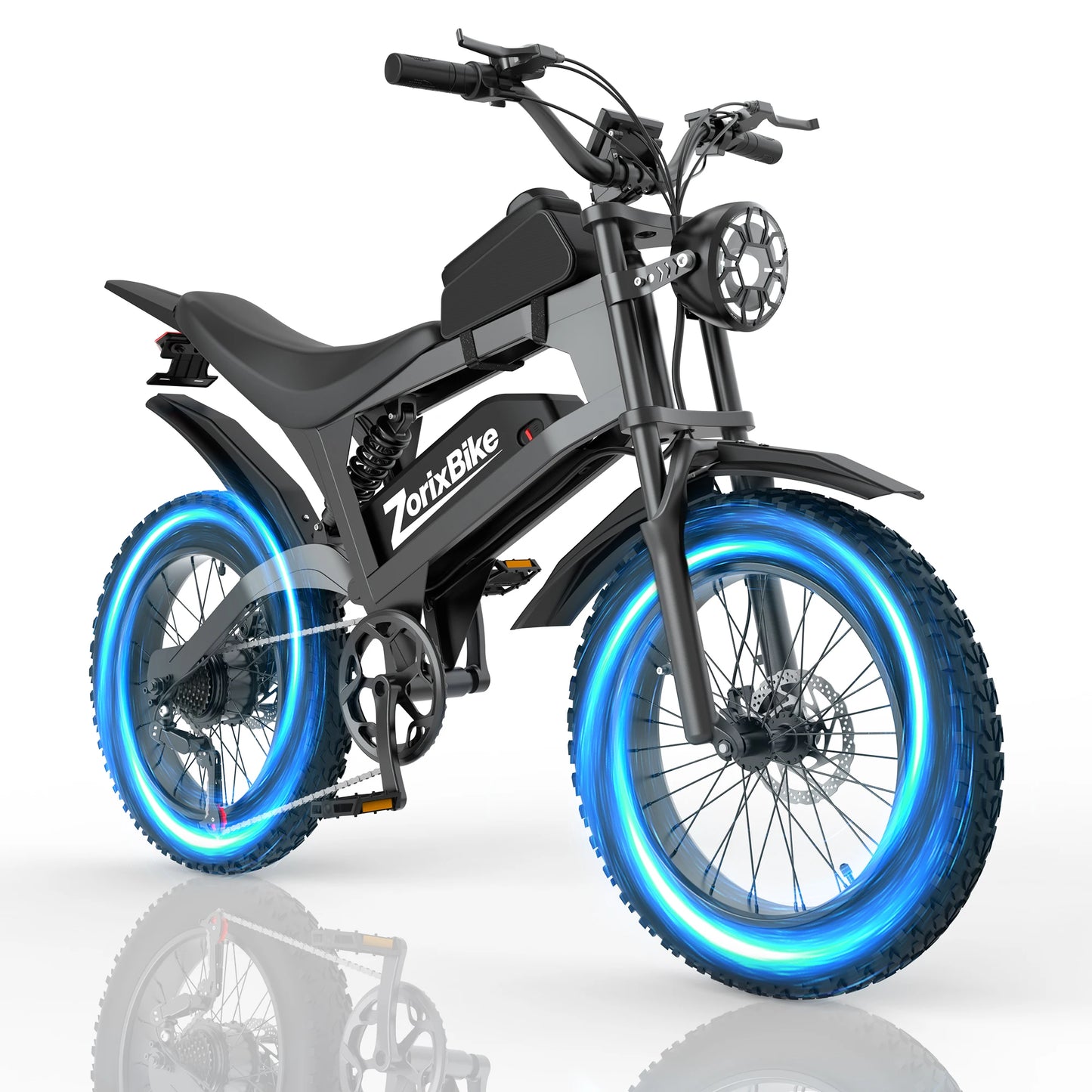 ZorixBike R8 Pro Electric Off-Road Bike 20x4.0 3000W 35Mph 80Mile 48V 20Ah,7 Speed Wide Tire All Terrain E-Bike For Adult