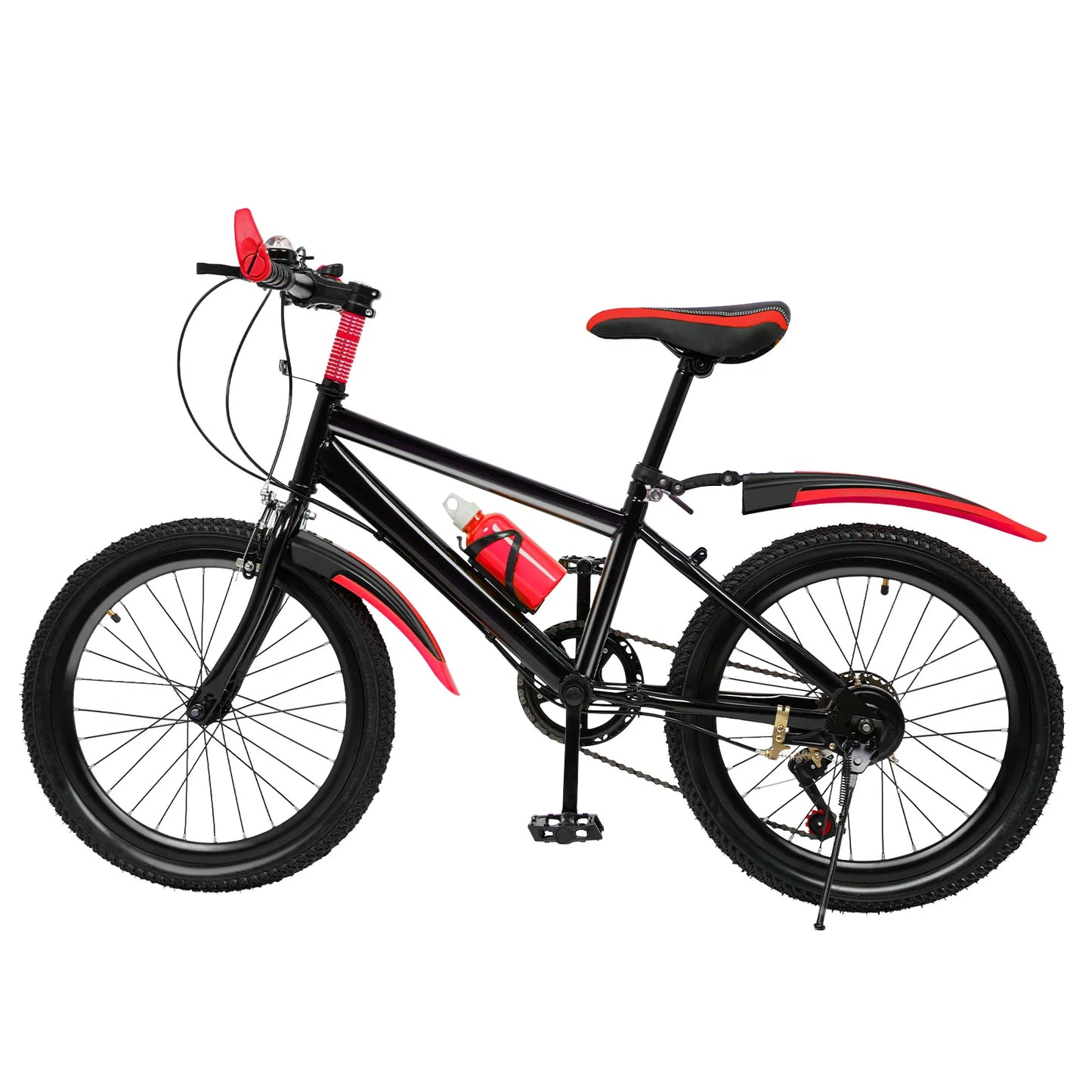 130-150cm Kids Mountain Bike for Ages 4-7, 7-Speed Gears with Front/Rear Brakes, Adjustable Seat, 85kg Max Load