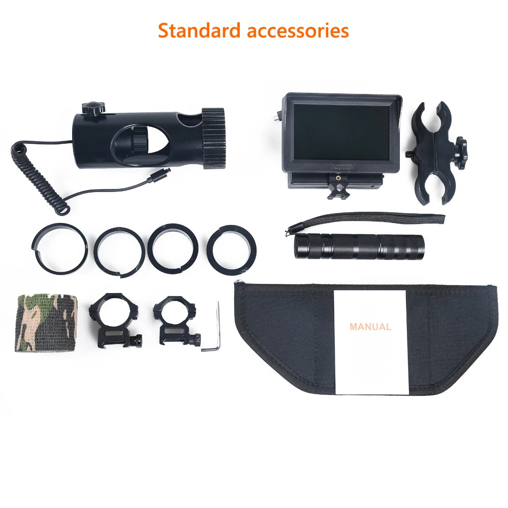 Digital Night Vision Riflescope 850nm Infrared Scope Camera HD 720P Video/Photo Recording with 4.3 inch Screen for Night Hunting