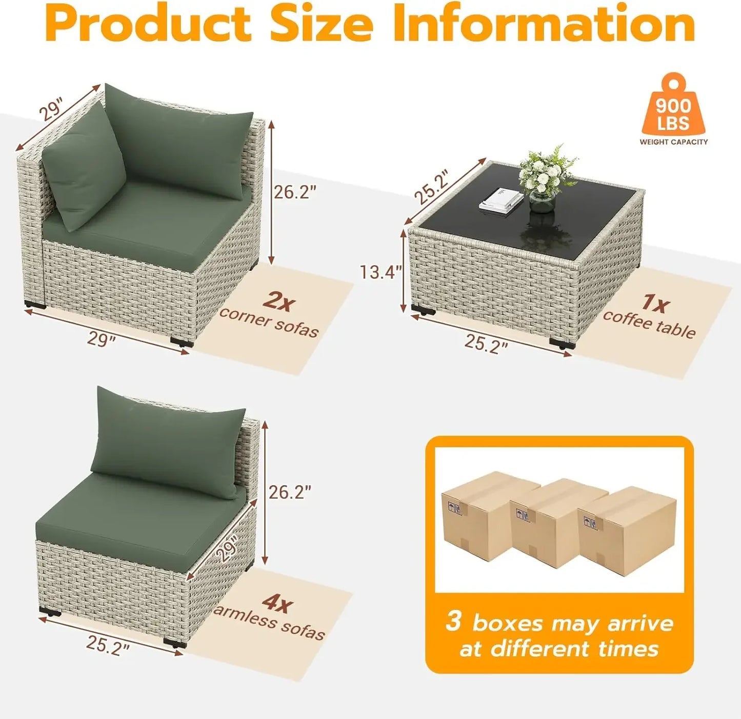 Outdoor Patio Furniture Set, 7-Piece PE Wicker Sectional Sofa with Tea Table, Outdoor Conversation Set for Patio,Garden,Backyard