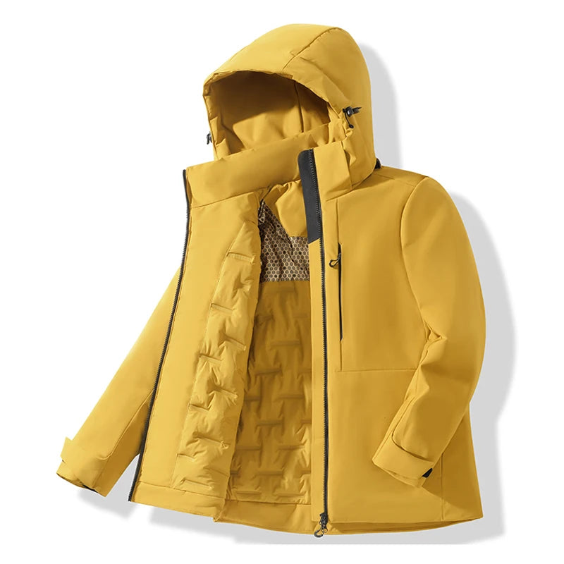 JNLN Unisex Waterproof Fleece Jackets Winter Windproof Thermal Windbreaker Men Women Hiking Camping Skiing Climbing Raincoat