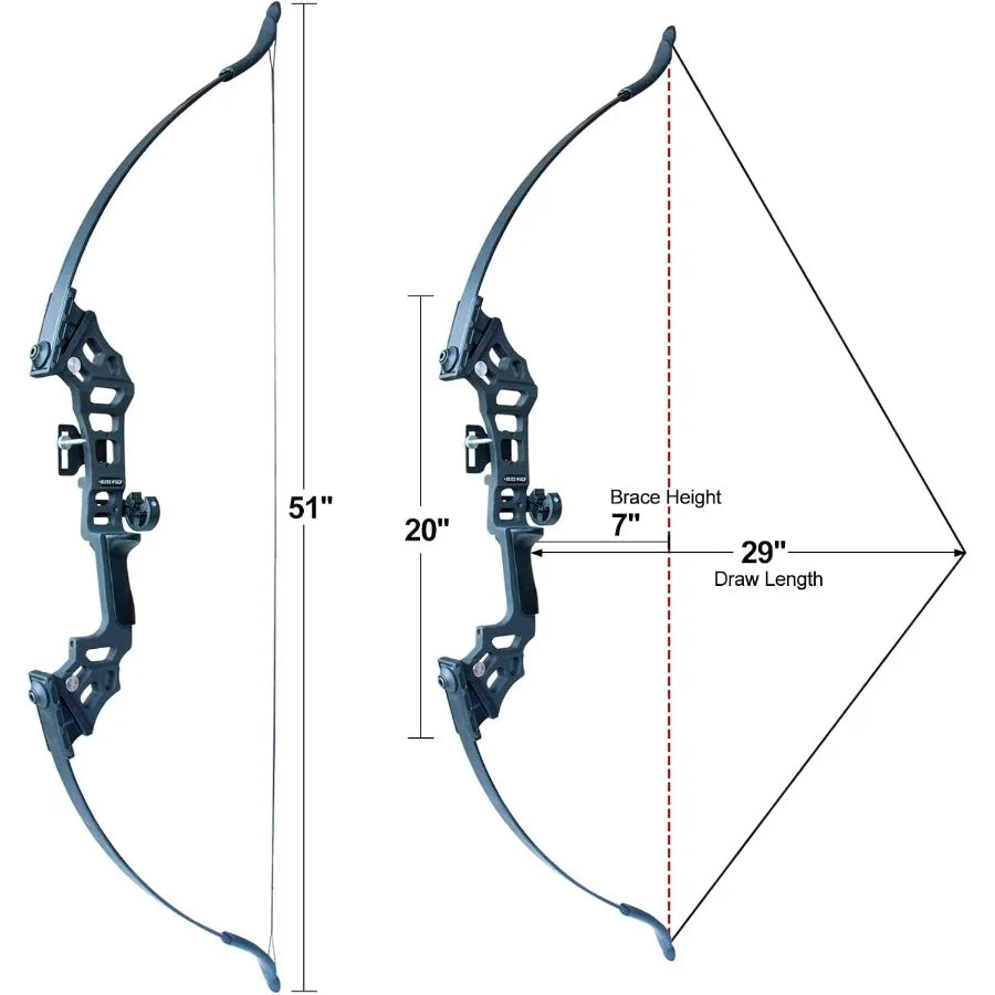51-inch Recurve Bow and Arrow Set for Adults with Takedown Design 30-40-50lb Long Bow for Hunting and Training Ideal for Beginn
