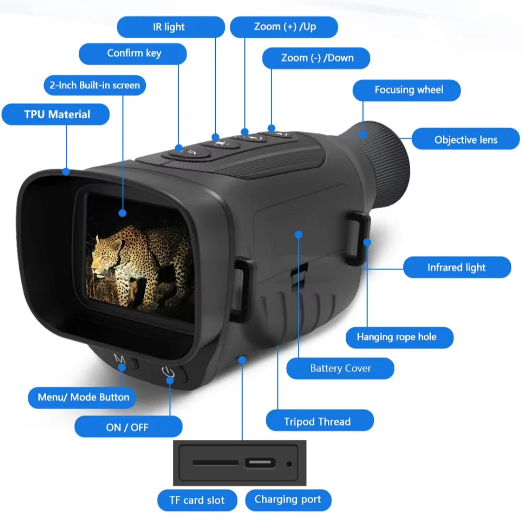 6X Optical Magnification Night Vision Goggles-2.5K Night Vision Monocular with 850nm IR LED for Camping & Security, Gift for Men