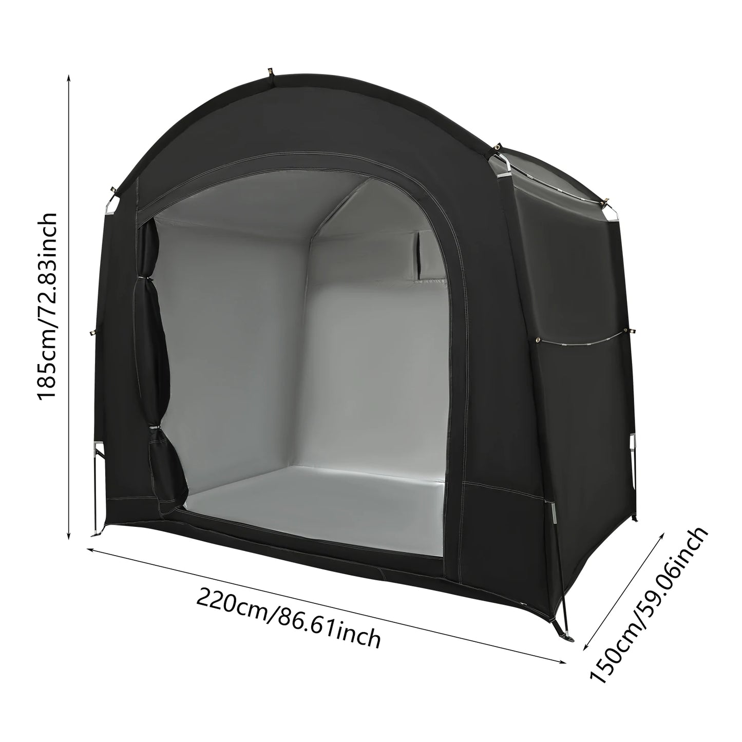 Bike Storage Shed for 1-4 Bikes Portable Waterproof Bicycle Shelter Tent 220x150x185cm 210D Oxford Cloth Foldable Sunshade Cover