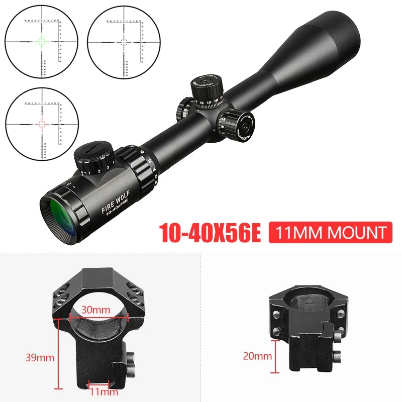 10-40X56 E Hunting Scopes Side Wheel Parallax Adjustment Optics Riflescope Red And Green Dot Sight For Scopes