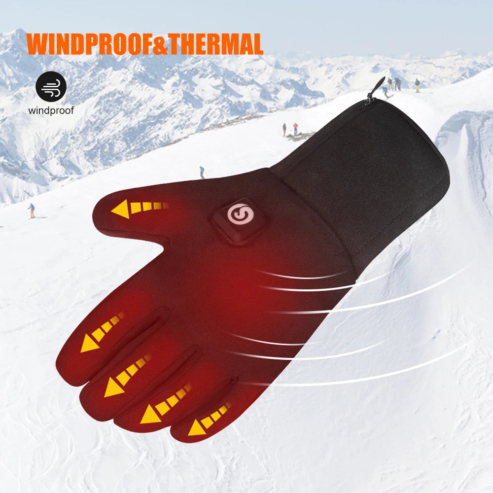 Winter Electric Heated Gloves With Battery Hand Warmer Heating Gloves Motorcycle Thermal Touch Screen Waterproof Bike Gloves Hot
