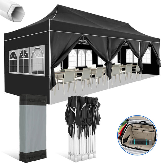 10x30ft Pop Up Canopy Tent Gazebo Party Heavy Duty Marquee Awning With 8 Sidewall Outdoor Commercial Event Instant Tent Gazebo