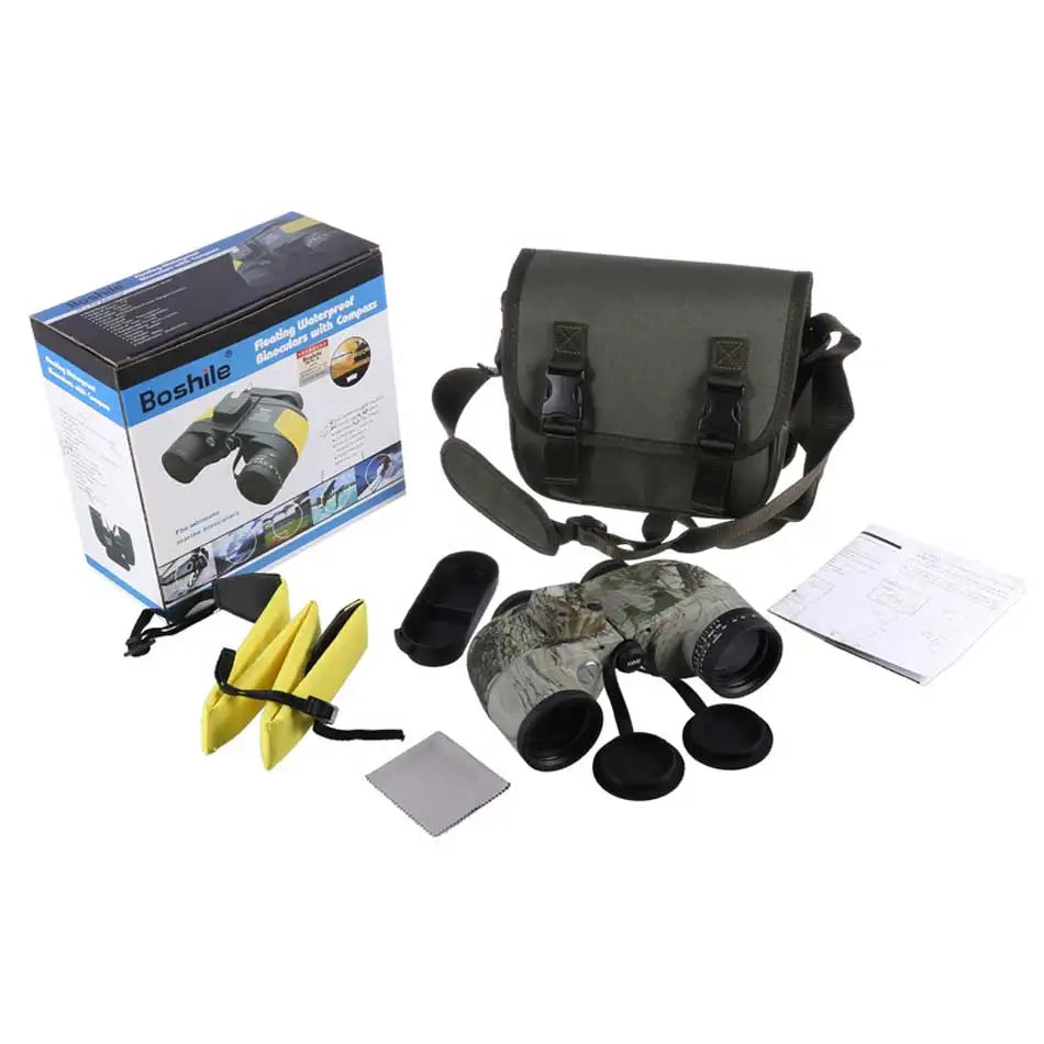 Boshile 10x50 Professional Binoculars Marine Telescope Waterproof With Compass Hunting Camping Hiking Big Eyepiece Nitrogen