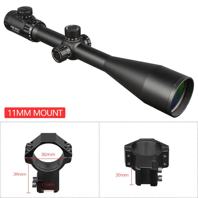 Fire Wolf 10-40X56 AOE Hunting Scopes Side Wheel Parallax Adjustment Optics Riflescope Red Green Dot Sight For Scopes