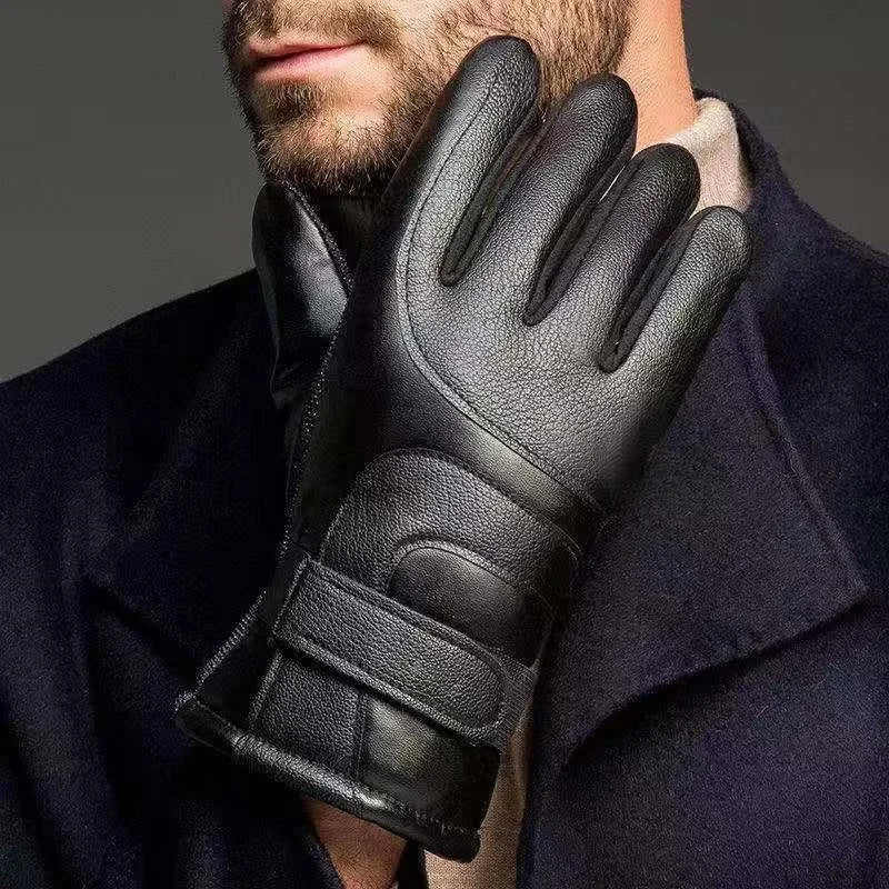 Men's Winter Thickened Fleece Lined Touchscreen Waterproof Windproof Cold Resistant Motorcycle Riding Outdoor Skiing Gloves