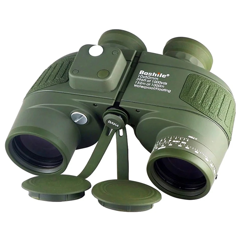 Boshile 10x50 Professional Binoculars Marine Telescope Waterproof With Compass Hunting Camping Hiking Big Eyepiece Nitrogen