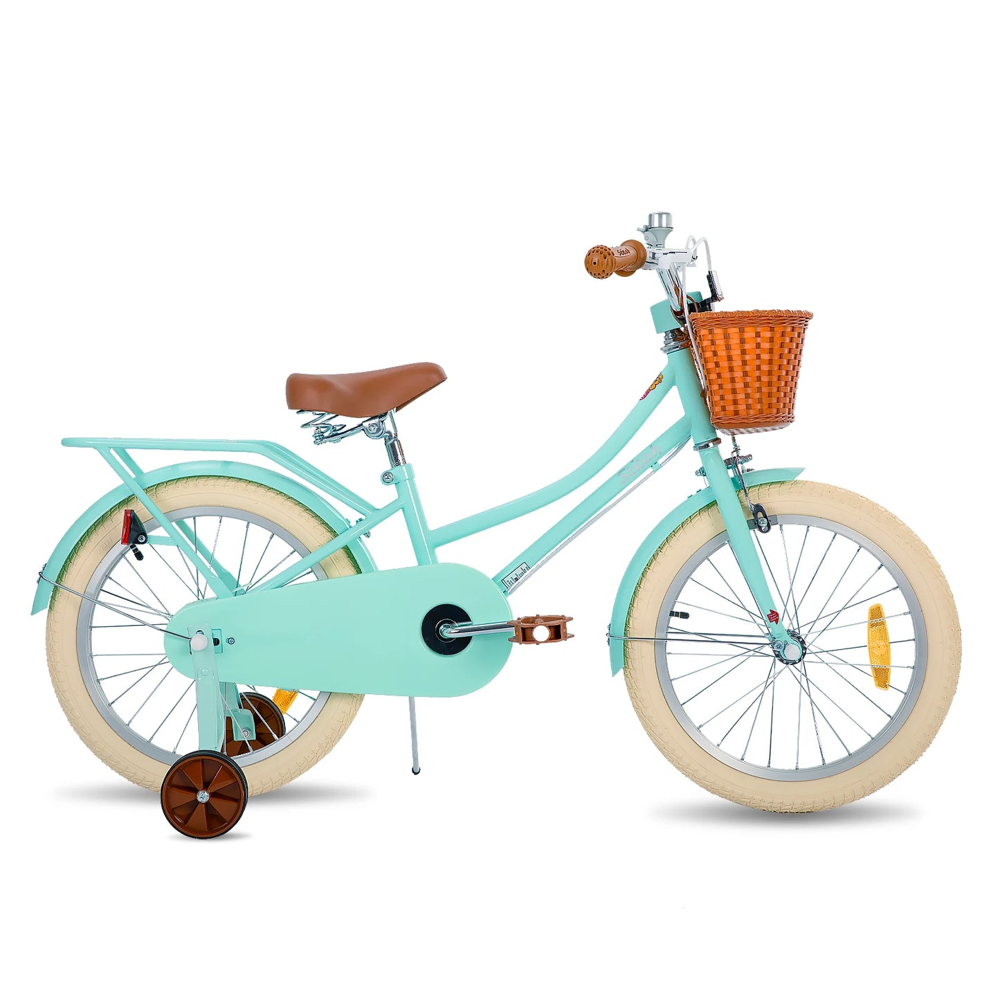 STITCH Manchi 12 14 16 18 inch children's bicycle with basket and stable wheels, suitable for girls and boys aged 2 to 9