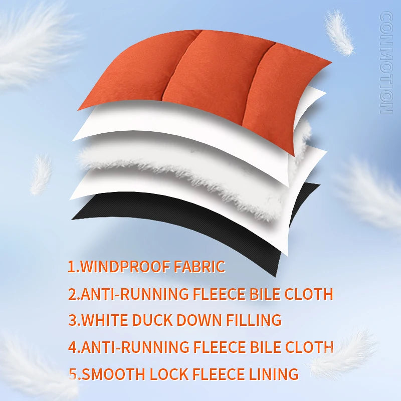 Down Jacket Men White Duck Winter Coat Windproof Warm Parkas Travel Camping Overcoat New in Thicken Solid Color Hooded Clothing