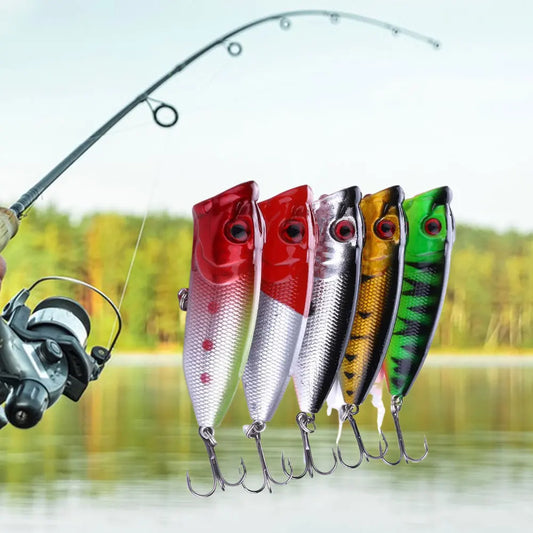 5Pcs Popper Fishing Lures Crankbait Hard Bait Artificial Bait Carp Fishing Accessories Tools for Trout Bass