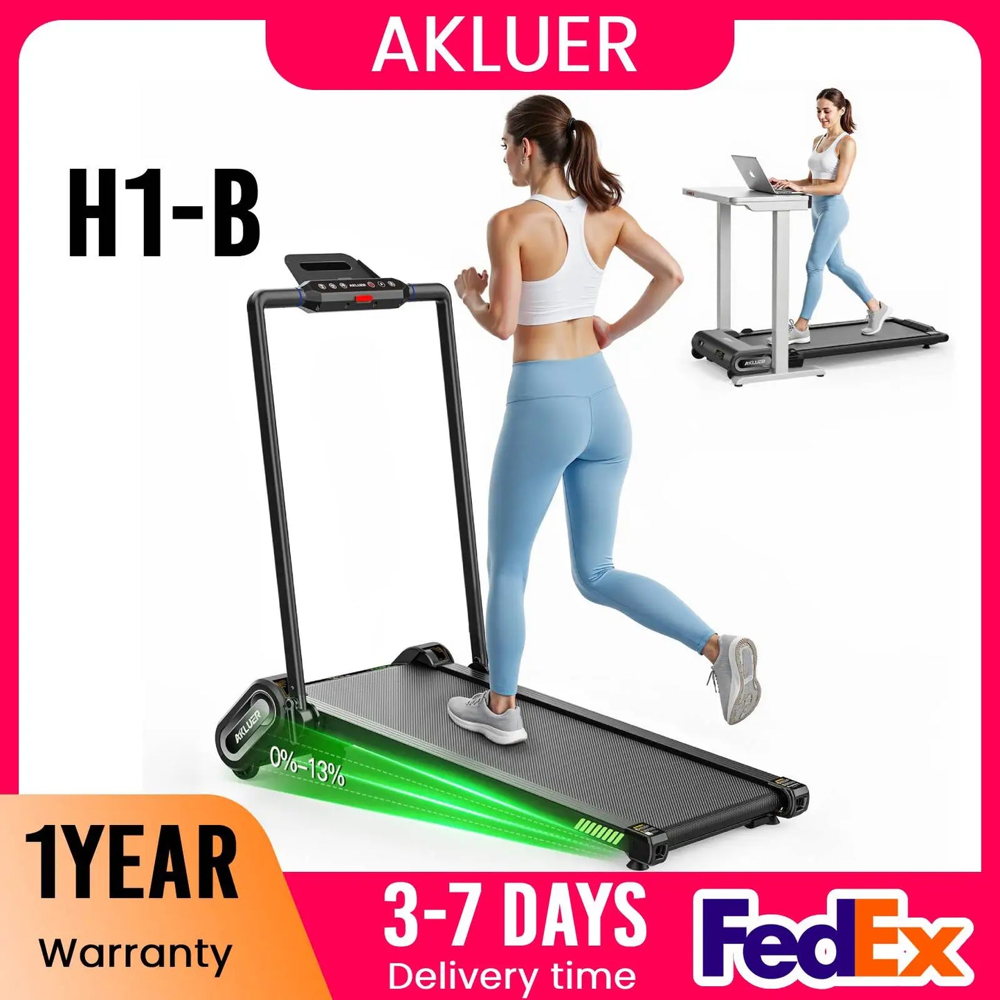 AKLUER Auto Incline,Walking Pad UnderDesk Treadmill,2.5HP PortableTreadmills for Home,330lbs Capacity,LED Display,Remote Control