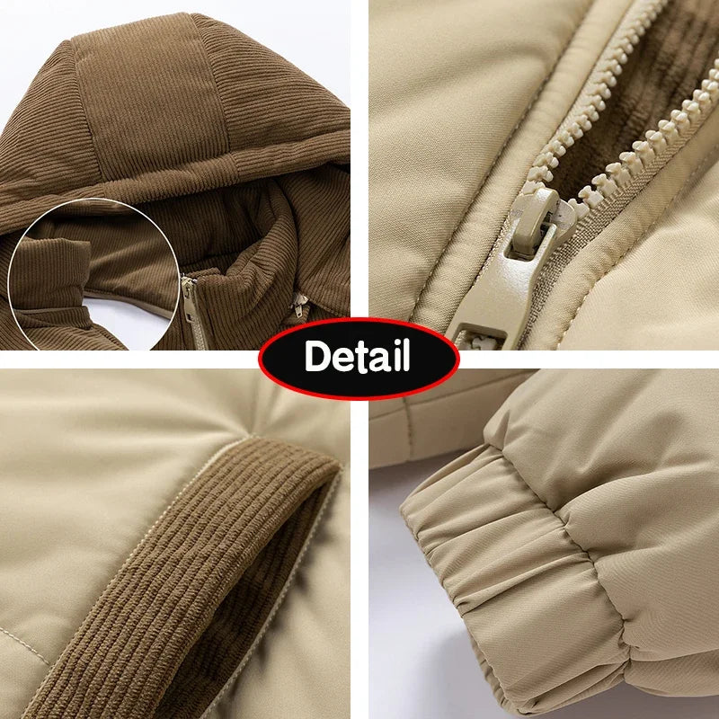 Autumn Winter Men Outdoor Removable Hooded Windbreak Jacket Coats Men Warm Outwear Casual Fashion Solid Parkas Jacket Male Tops