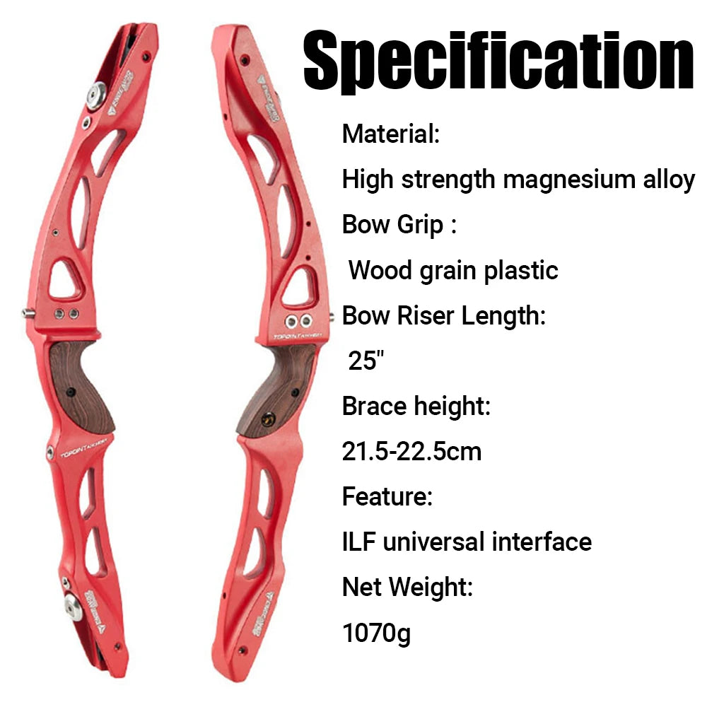 Archety Topoint ILF Recurve Bow Riser 25" Archery Takedown Grip for Left Right Hand Outdoor Hunting Sports Competition Shooting
