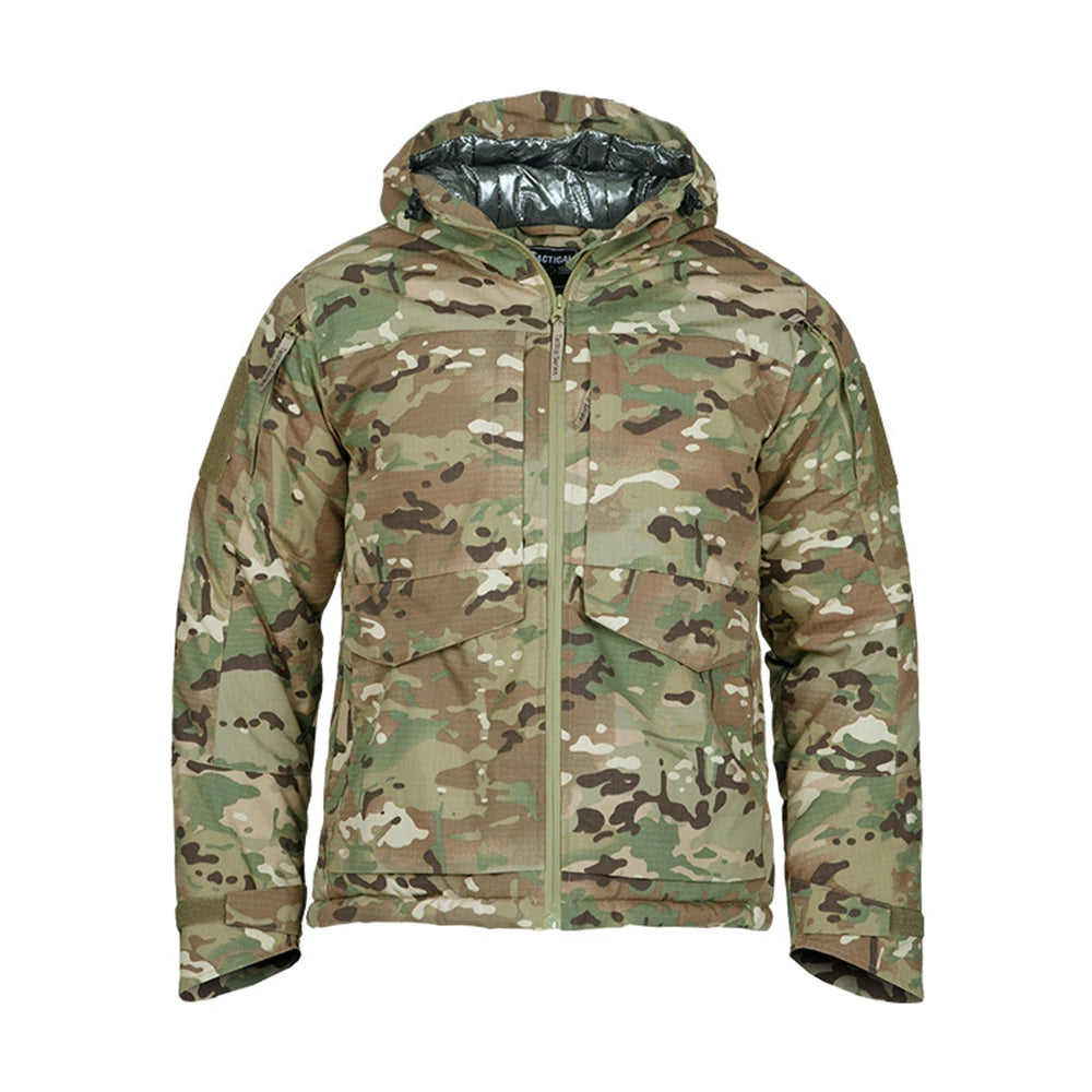 Men Tactical Winter Camouflage Heat Reflect Cotton Clothing Outdoor Hooded Warm Jacket Hunting Cold-Proof Waterproof Coat