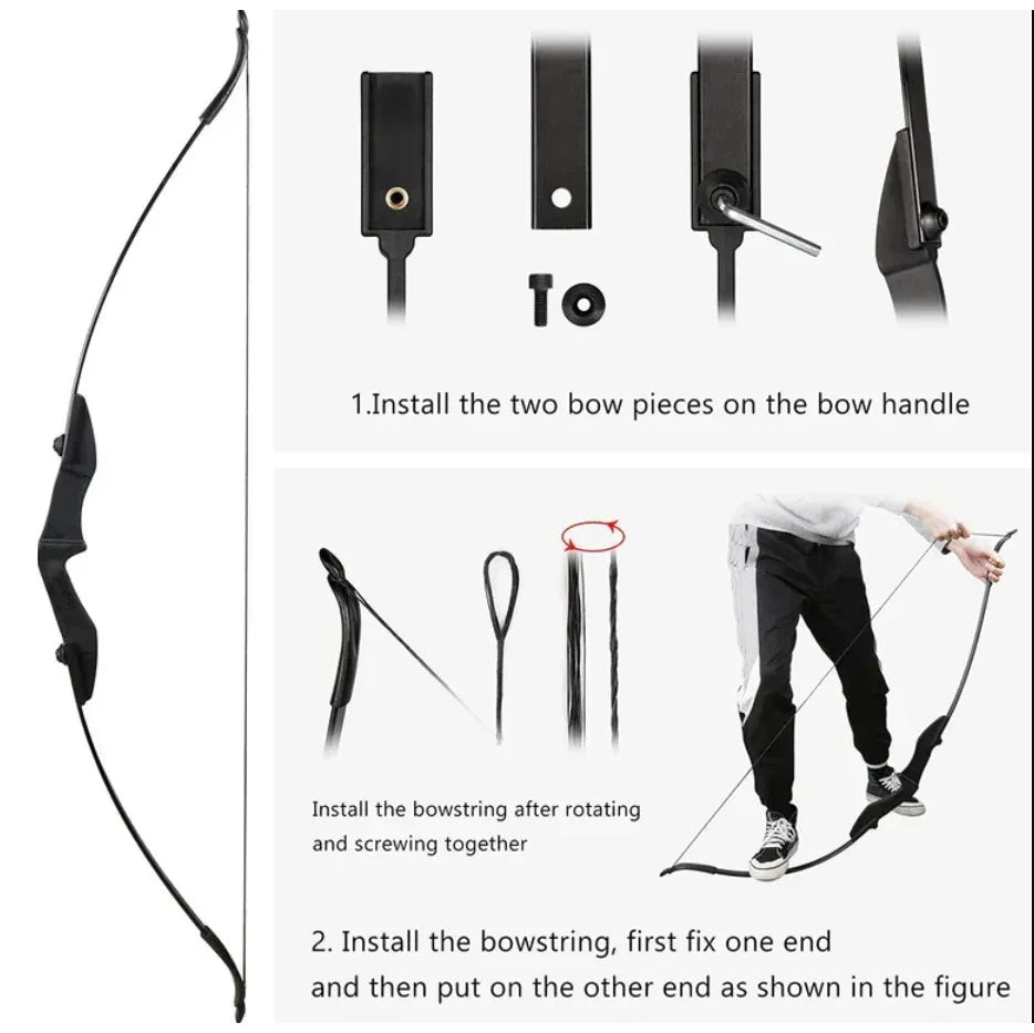 Toparchery 57Inch Takedown Recurve Bow with 12x Carbon Arrows Finger Savers Recreational Camping Hiking Right Hand Left Hand bow