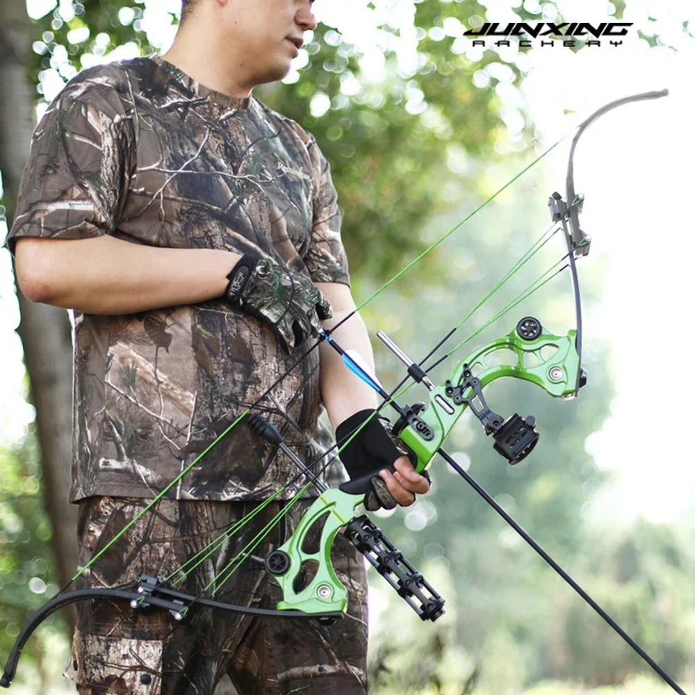 JUNXING F164 Compound Bow 40-55lbs Archery Bow Straight Bending Limbs Aluminum Alloy Handle for Outdoor Hunting Shooting