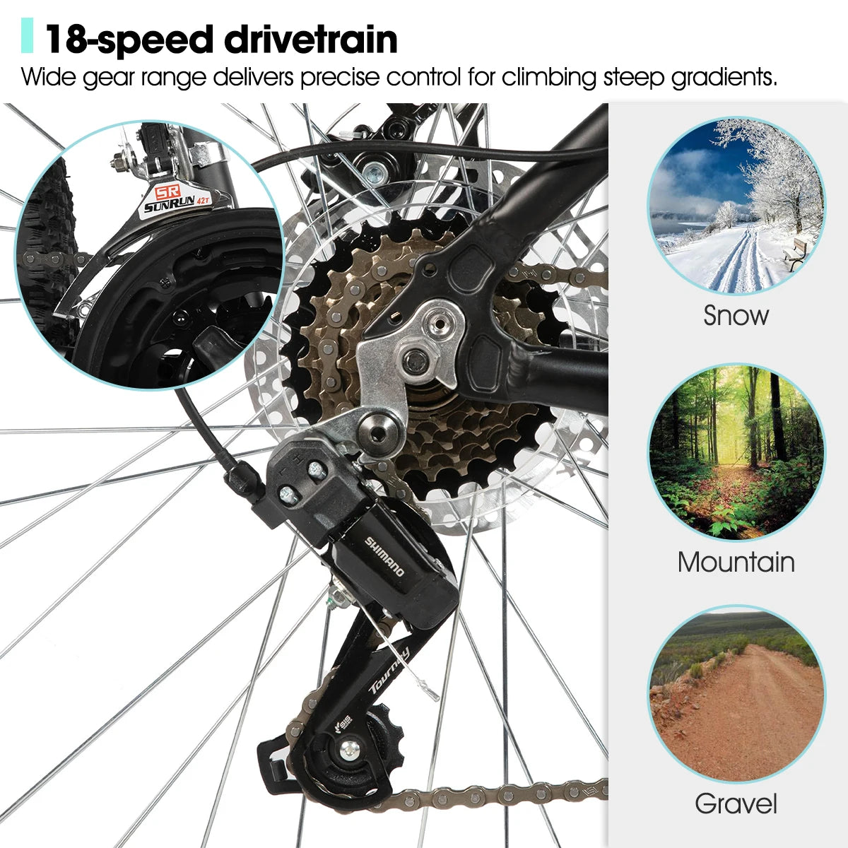HILAND 26 27.5 Inch Men Student Aluminum Alloy Mountain Bike, 18 Speed Bike With Front And Rear Disc Brakes, Suspension Fork