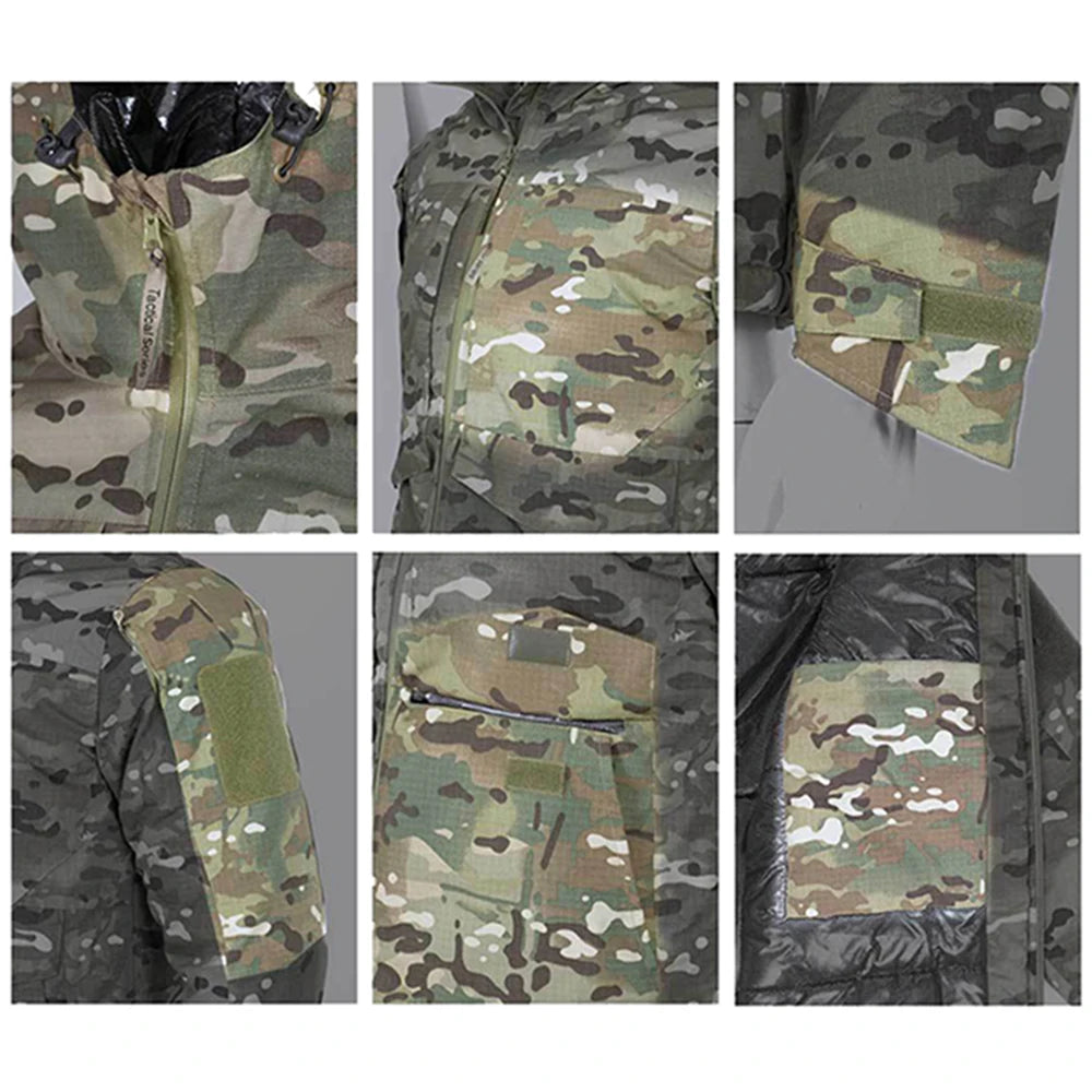 Men Tactical Winter Camouflage Heat Reflect Cotton Clothing Outdoor Hooded Warm Jacket Hunting Cold-Proof Waterproof Coat