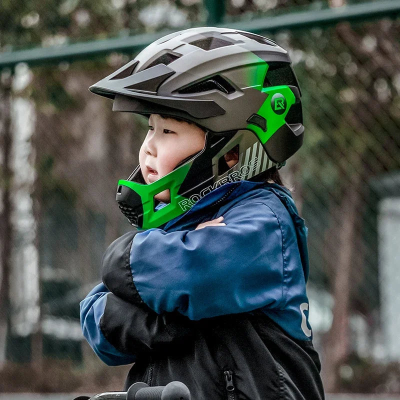 ROCKBROS Children Full Face Cycling Helmet Kids Laufrad Push Bike Helmet Head Safety Protect Girls Boys MTB Road Bicycle Helmet