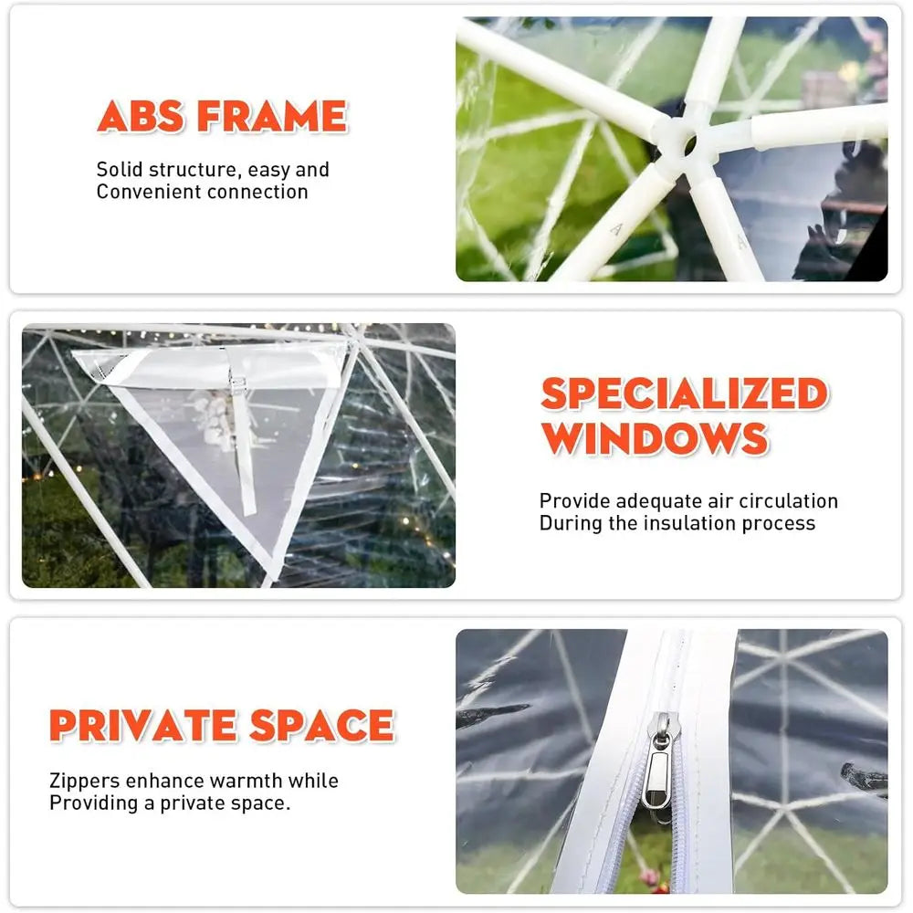 Geometric Dome Greenhouse, 12-Foot Waterproof Bubble Tent with Clear PVC Cover and 20M Light Strings,Customized