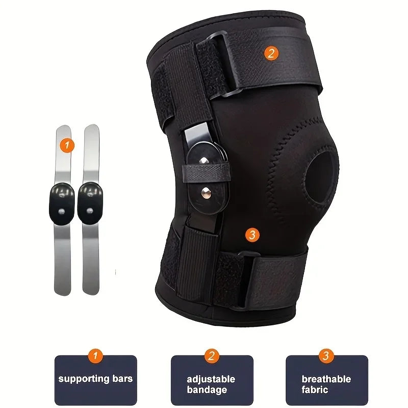1pc- Adjustable Knee Brace with Side Stabilizers & Patella Gel Pads for Men & Women, Knee Pad Support for Knee Joint,