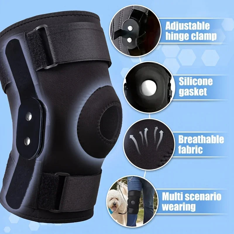 1pc- Adjustable Knee Brace with Side Stabilizers & Patella Gel Pads for Men & Women, Knee Pad Support for Knee Joint,