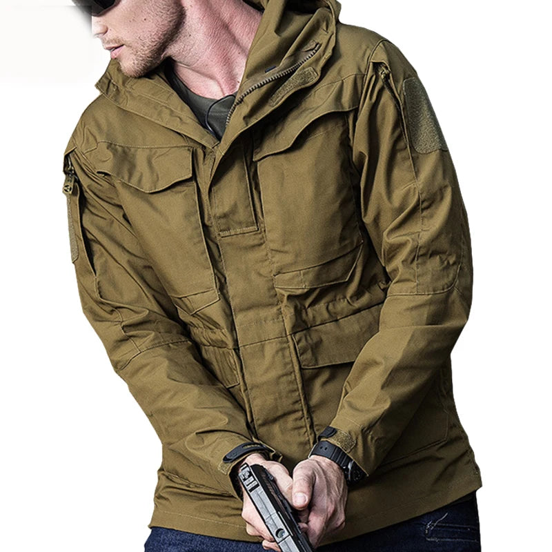 M65 UK   Clothes Windbreaker Hunting Field Jackets Mens Winter/Autumn Waterproof Flight Pilot Coat Hoodie Three Colors