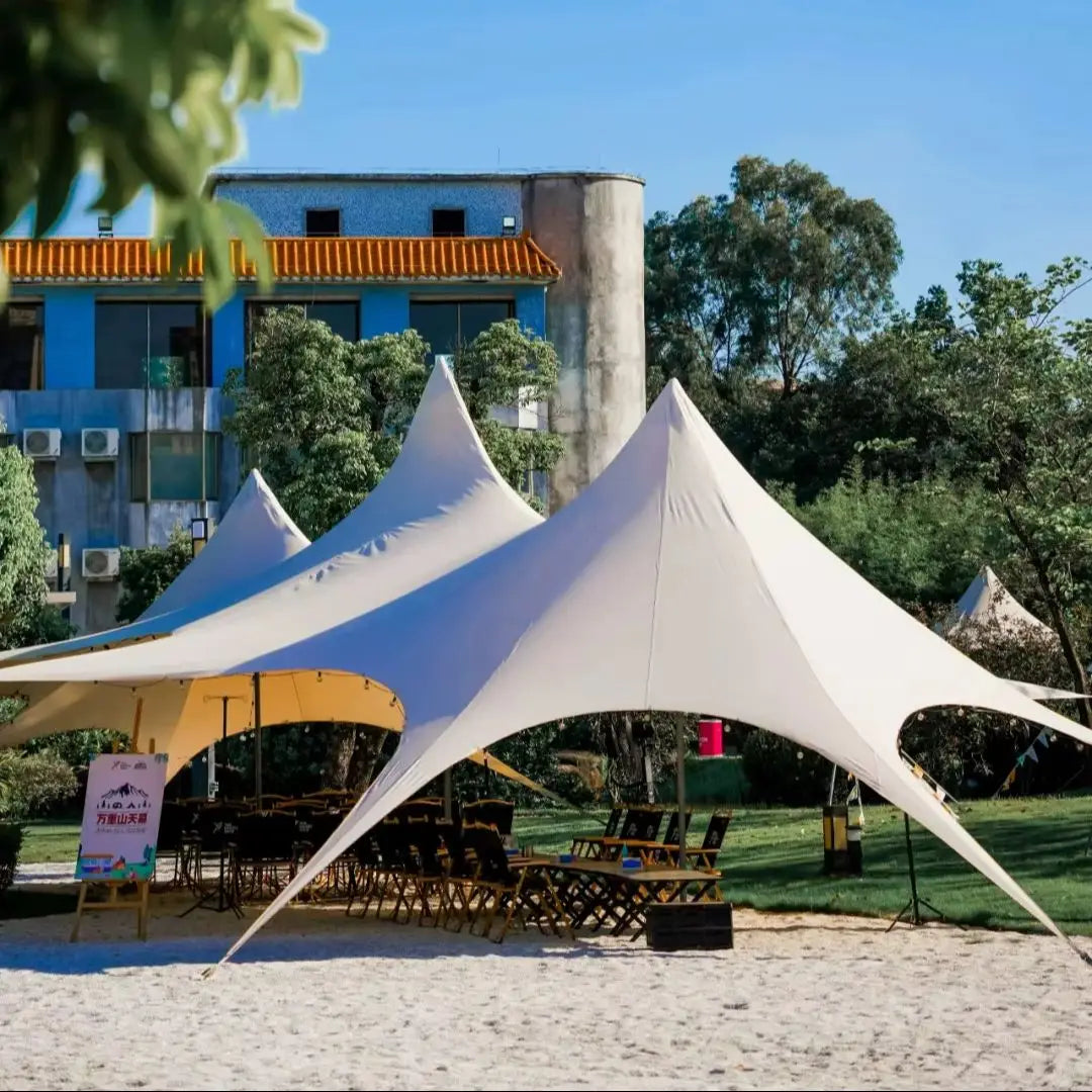 Star Canopy Tent 900D Oxford Cloth  Single Double Pole Octopus Shape Stretch Outdoor Peak Starshade for Camping And Picnics