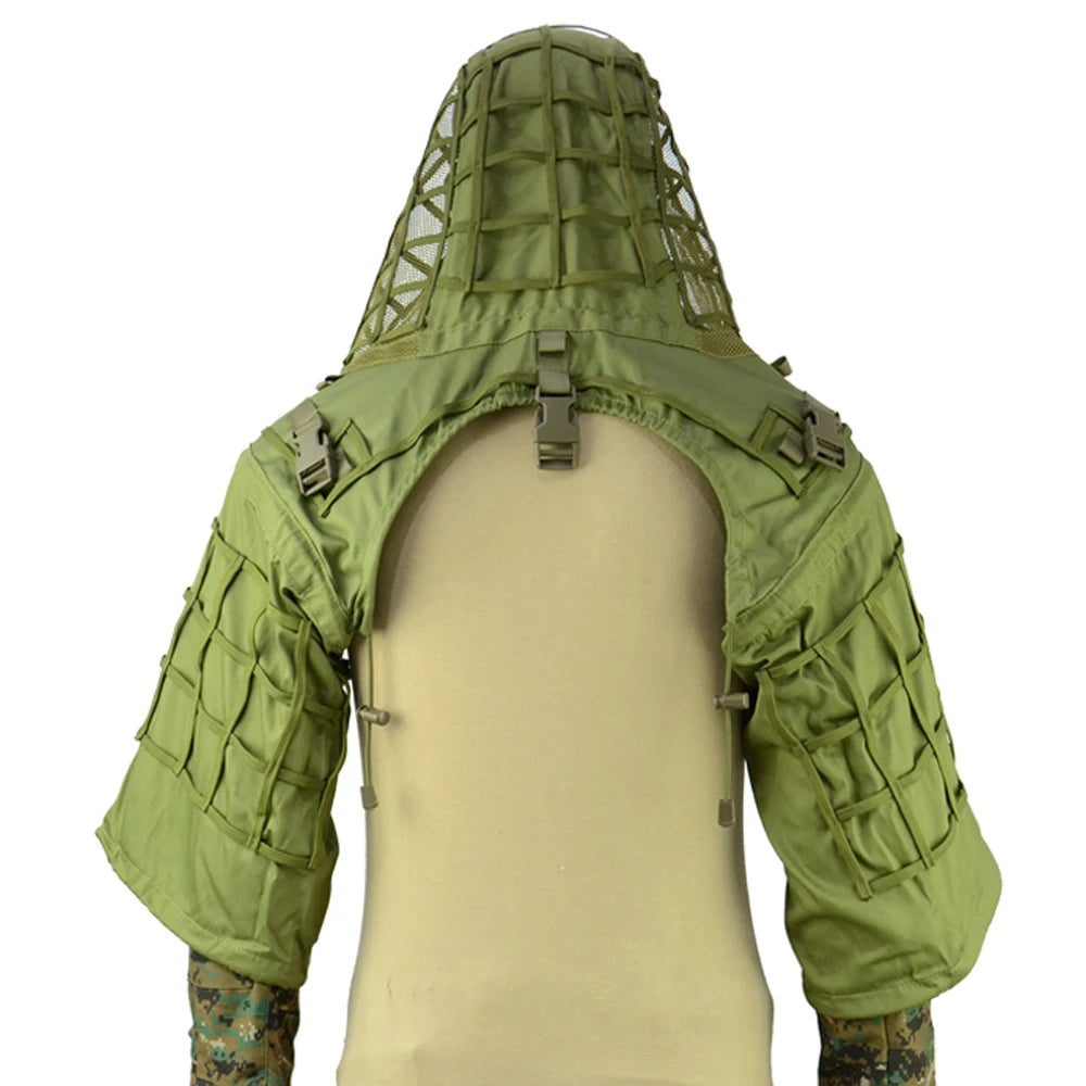 Ghillie Suit Foundation, Ghillie Poncho, Camouflage Hunting Ghillie Base, Ghillie Cape Sniper Viper Hood for Airsoft Paintball
