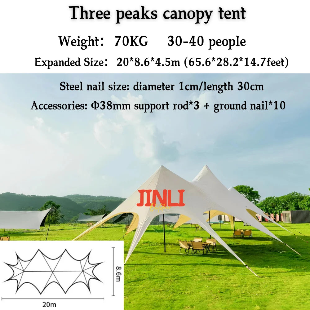 Star Canopy Tent 900D Oxford Cloth  Single Double Pole Octopus Shape Stretch Outdoor Peak Starshade for Camping And Picnics