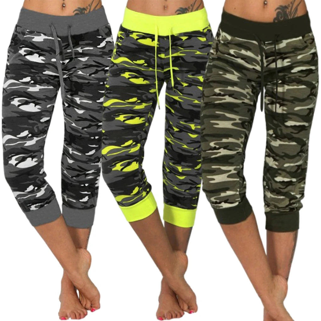 Woman Camouflage Yoga Pants Cotton Blend Sports Trousers Exercise Breathable Adjustable Waist Leggings Gym Clothing