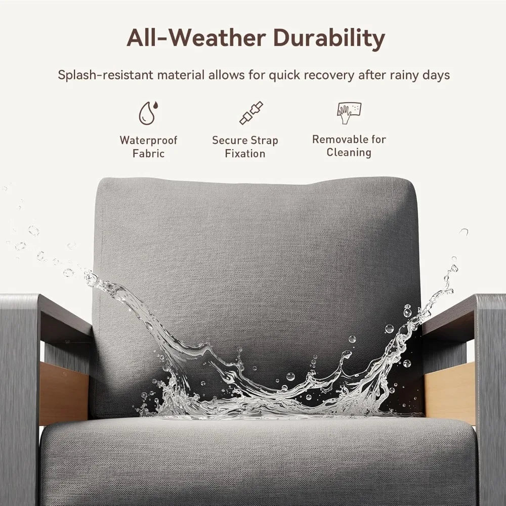 Aluminum Patio Furniture Set, 5 Seats Sectional Metal Patio Furniture with Coffee Table, 6'' Thick Cushions, Customized