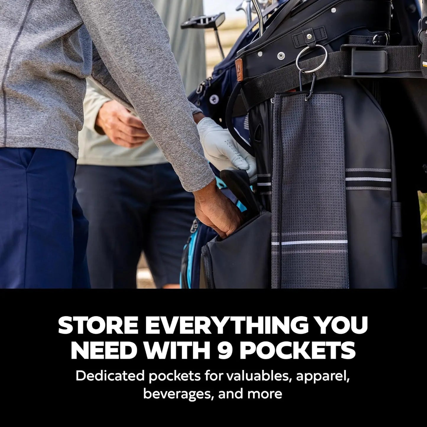 Lightweight 14-Way Divider Golf Bag with 9 Pockets, Ergonomic Straps for Men and Women, Ideal for Carts and Walking
