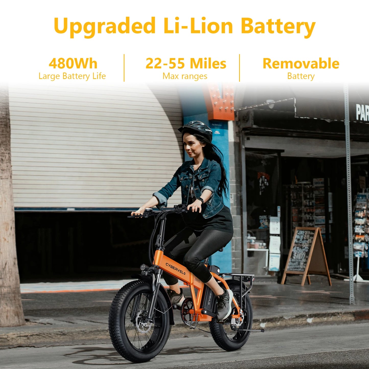 Cybervelo 1000W Peak Electric Bike for Adults Foldable 28+MPH 80Miles Removable Battery Fat Tire Off-road E-bike EK4 EK5 Mars700