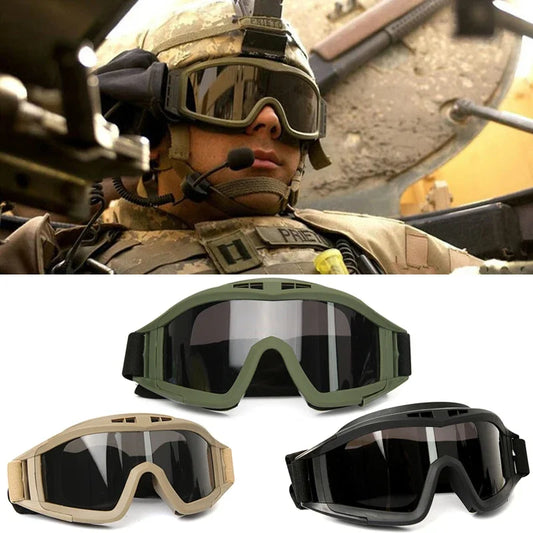 1Pair of Tactical Goggles Retro Cool Motorcycle Windproof Dustproof Safety Glasses for Outdoor Climbing Sport Protective Eyewear