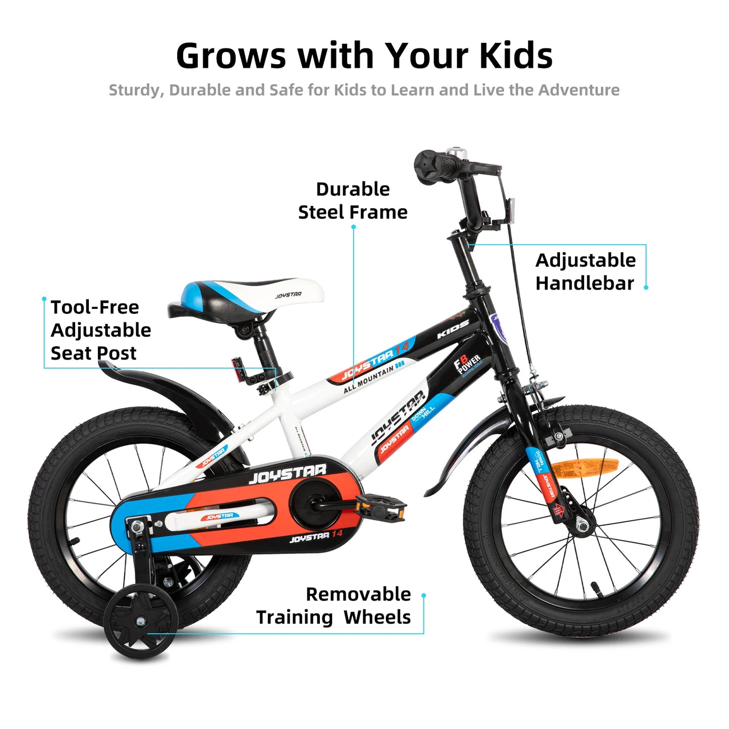 JOYSTAR Kids Bike for Boys and Girls Ages 3-12 Years, 12 14 16 Inch with Training Wheels, 20 Inch with Kickstand, White