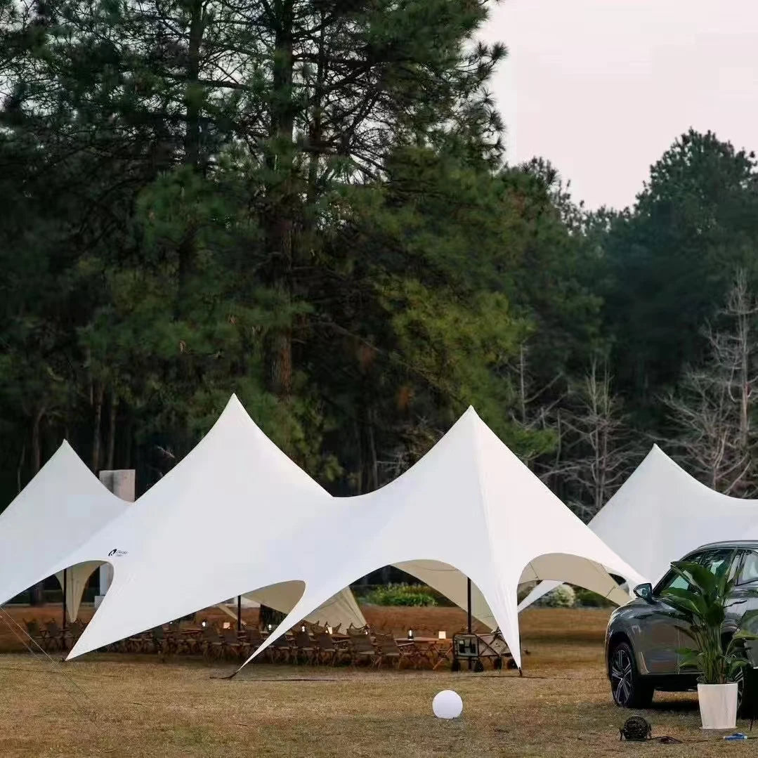 Star Canopy Tent 900D Oxford Cloth  Single Double Pole Octopus Shape Stretch Outdoor Peak Starshade for Camping And Picnics