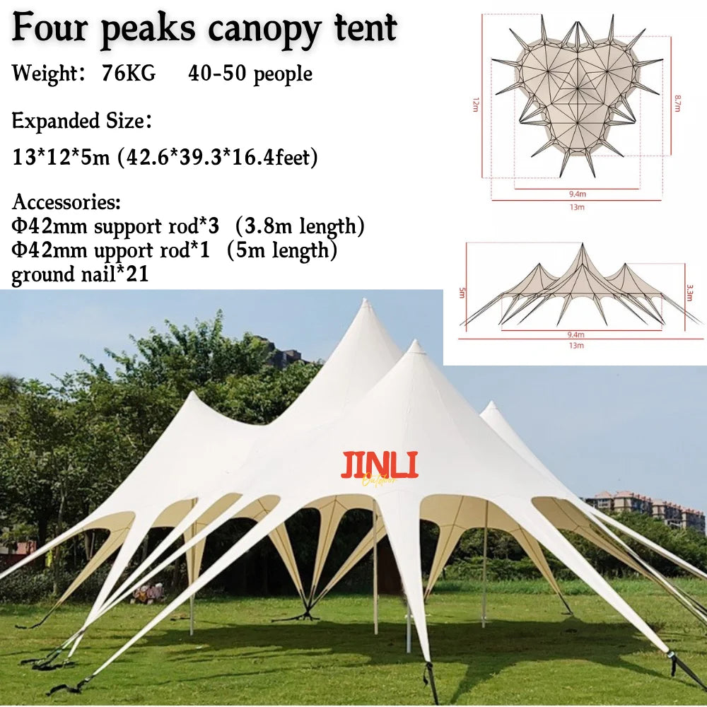 Star Canopy Tent 900D Oxford Cloth  Single Double Pole Octopus Shape Stretch Outdoor Peak Starshade for Camping And Picnics