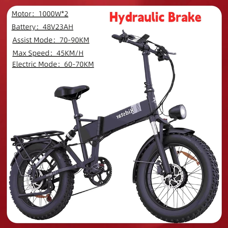 Fold Electric bike H20 PRO 2000W motor 48V 23AH Battery lightweight 7speed  E-bike 20 INCH mountain off-road Electric Motorcycle