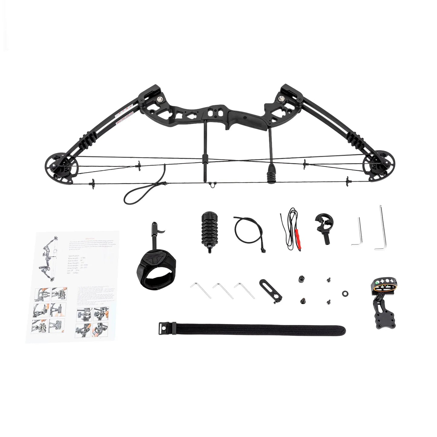 30-55 lbs Compound Bow Adjustable Draw Weight and Length with 3-Pin Sight 12 Arrows Complete Arch Set for Adults Right Hand