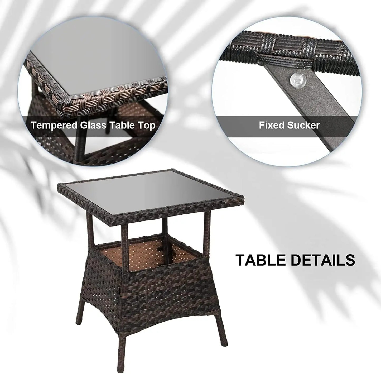 3 pcs Rocking Bistro Set Conversation Chairs PE Wicker Outdoor Rocking Chairs & Glass Table,for Porch Lawn Garden, Customized