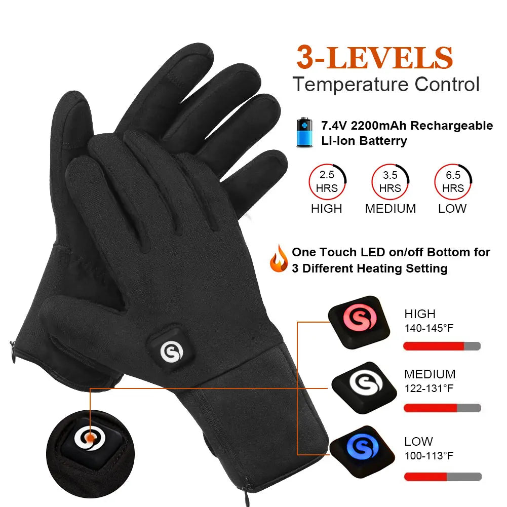 Winter Electric Heated Gloves With Battery Hand Warmer Heating Gloves Motorcycle Thermal Touch Screen Waterproof Bike Gloves Hot