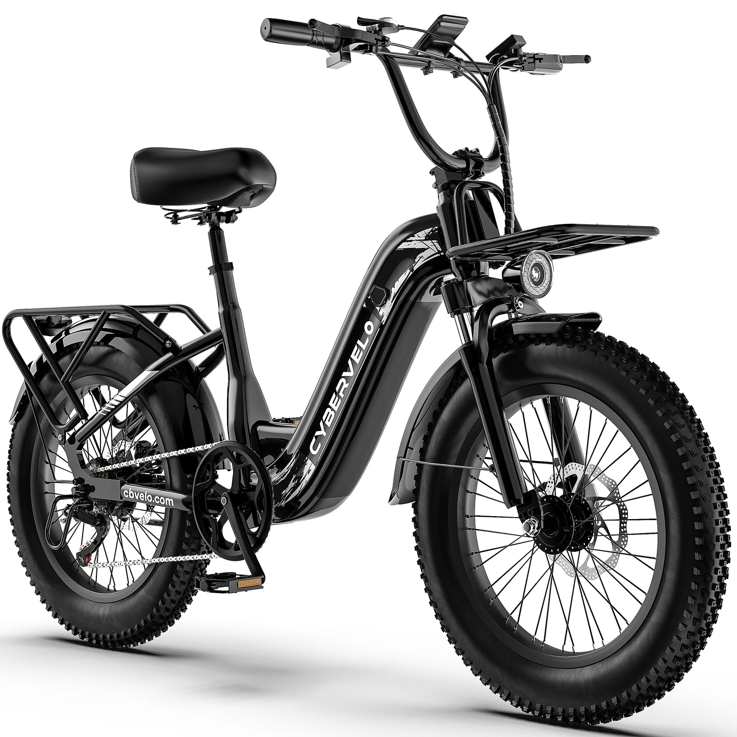 1000W Electric Bicycle for Adults, Cybervelo EK12 Step-Thru 20" Fat Tire E-bike 48V 20AH Removable Battery Shimano 7-Speed