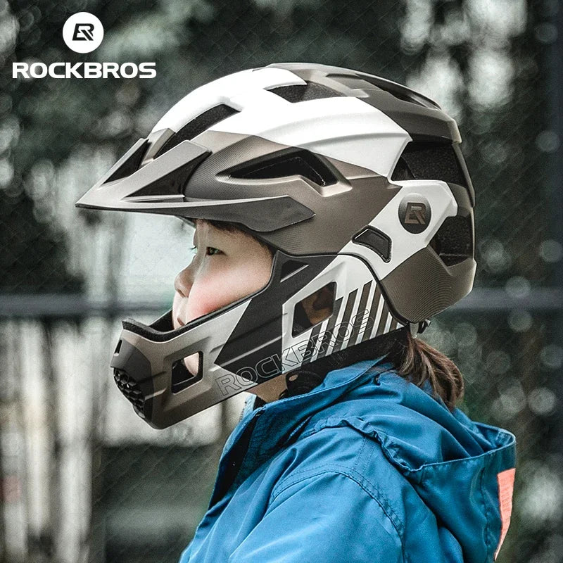 ROCKBROS Children Full Face Cycling Helmet Kids Laufrad Push Bike Helmet Head Safety Protect Girls Boys MTB Road Bicycle Helmet